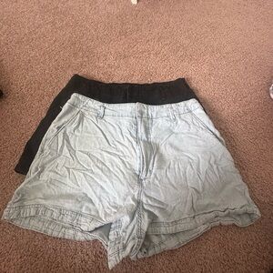 Women's Linen/Cotten light blue and Black Wash Shorts Bundle